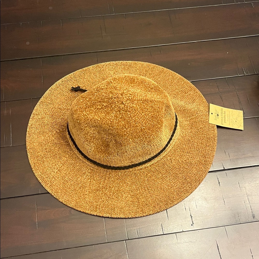 Britt’s Knits Getaway Foldable Panama Bucket Hat Packable Chenille Chestnut OS - Picture 13 of 13